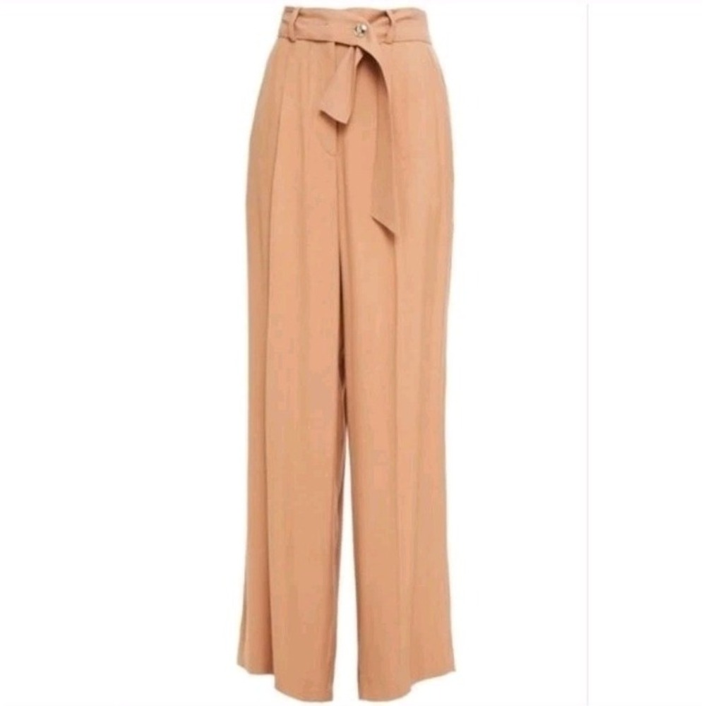 IRO Hastro Belted Twill Wide-leg Pants High waist Women's 8 Neutral Classic
